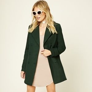 NWOT Forever 21 Green Pea Coat